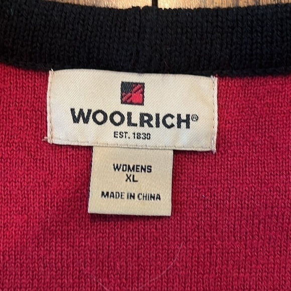 Vintage 100% Wool Christmas Woolwich Red Zipper Cardigan Embroidered Details XL - Picture 3 of 11